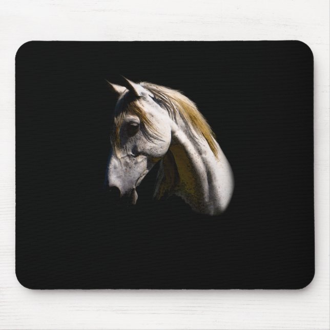 Mousepad Belo Retrato Fotográfico de Cavalo Rancho Branco (Frente)