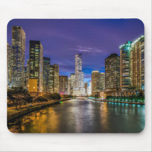Mousepad Belo rio Chicago em Sunset, Illinois