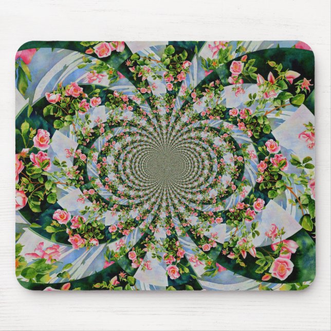 Mousepad Belo rosa-boho, rosas vermelhas, floral-aquarela (Frente)