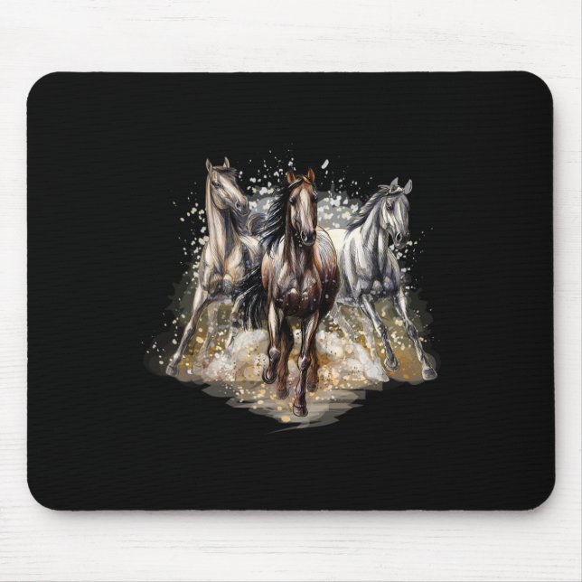 Mousepad Belos Cavalos Desenhando Cavalos De Arte Cavalando (Frente)