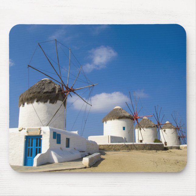 Mousepad Belos moinhos de vento na ilha de Mykonos, (Frente)