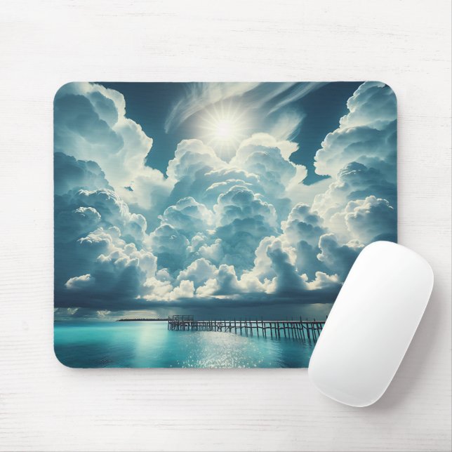 Mousepad Belos oceanos, Boca e Nuvens Fluffy (Com mouse)