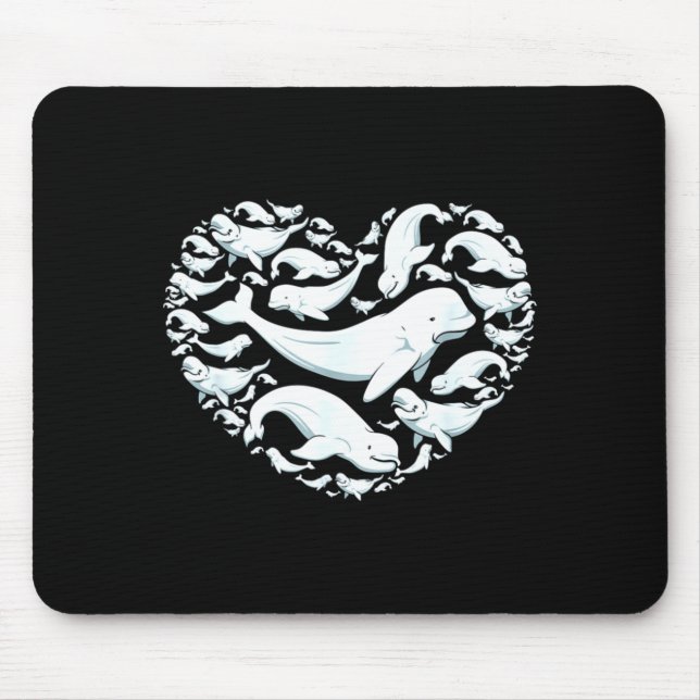 Mousepad Beluga Whales Valentine Days For Kids Boy Girl Men (Frente)