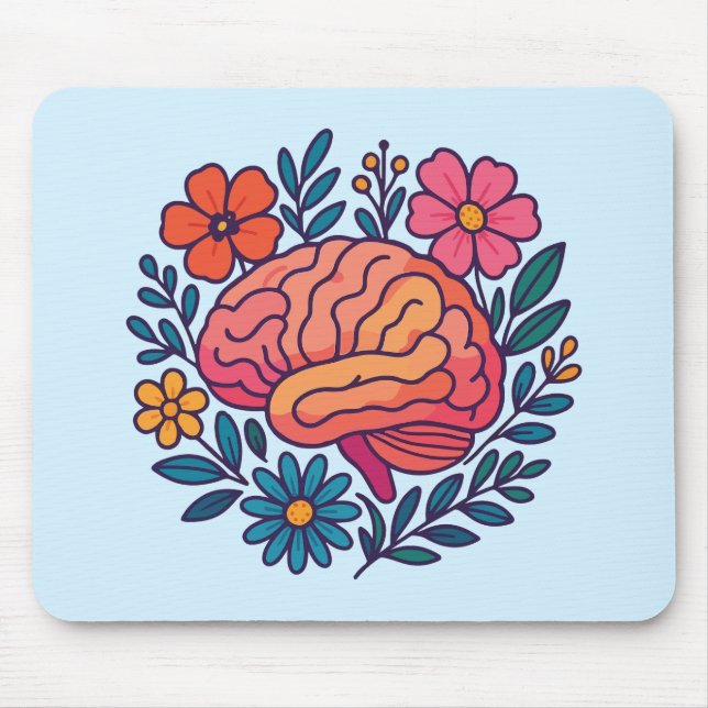 Mousepad Bem-Estar Mental Cérebro Florido (Frente)