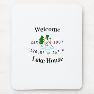 Mousepad Bem-vindo casa de lago coordenadas est. Ano montan
