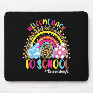 Mousepad Bem-vindo de Volta à Escola Arco-íris Maçã Ônibus 