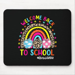 Mousepad Bem-vindo de Volta à Escola Arco-íris Maçã Ônibus