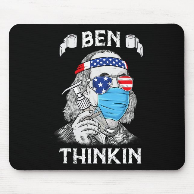 Mousepad Ben Thinkin 4 De Julho Divertido Benjamin Franklin (Frente)