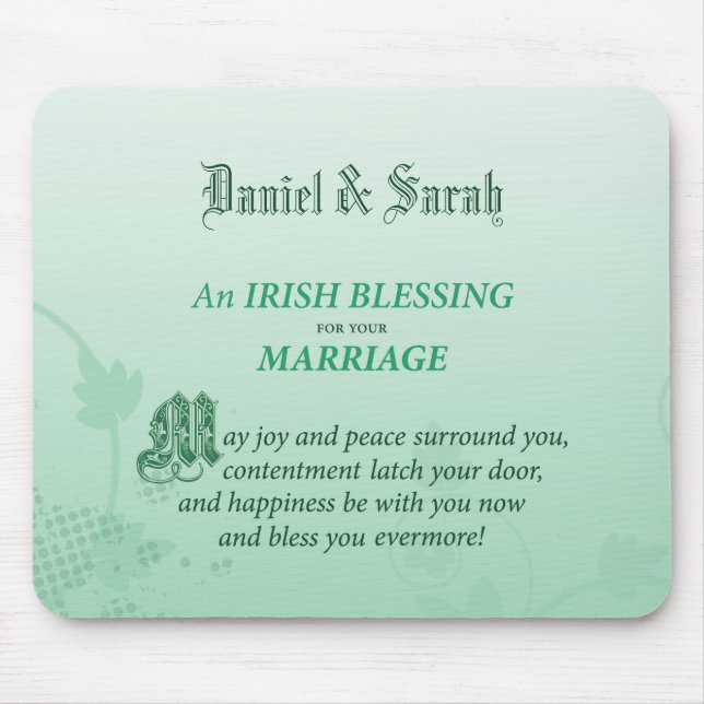 Mousepad Bênção de Felicitações de Casamento Irlandês (Frente)