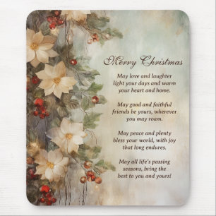 Mousepad Bênção Irlandesa de Natal   Flores de inverno Boni