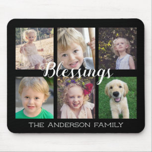 Mousepad Bênçãos da família colagem de 6 fotos