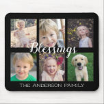 Mousepad Bênçãos Familiares | 6 Colagem de Fotografias<br><div class="desc">Este design de mouse pad é um presente perfeito para qualquer membro da família. Ele apresenta uma colagem de 6 fotogramas para fotos da sua família. A caligrafia de estilo manuscrito de tendência diz: "Bênçãos" O texto personalizado permite adicionar seu nome de família.</div>