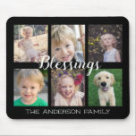Mousepad Bênçãos Familiares | 6 Colagem de Fotografias<br><div class="desc">Este design de mouse pad é um presente perfeito para qualquer membro da família. Ele apresenta uma colagem de 6 fotogramas para fotos da sua família. A caligrafia de estilo manuscrito de tendência diz: "Bênçãos" O texto personalizado permite adicionar seu nome de família.</div>