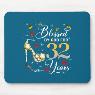 Mousepad Bendita Por Deus Para Mulheres De 32 Anos 32º Aniv