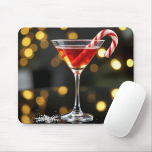 Mousepad Bengala de Natal em um Coquetel Vermelho