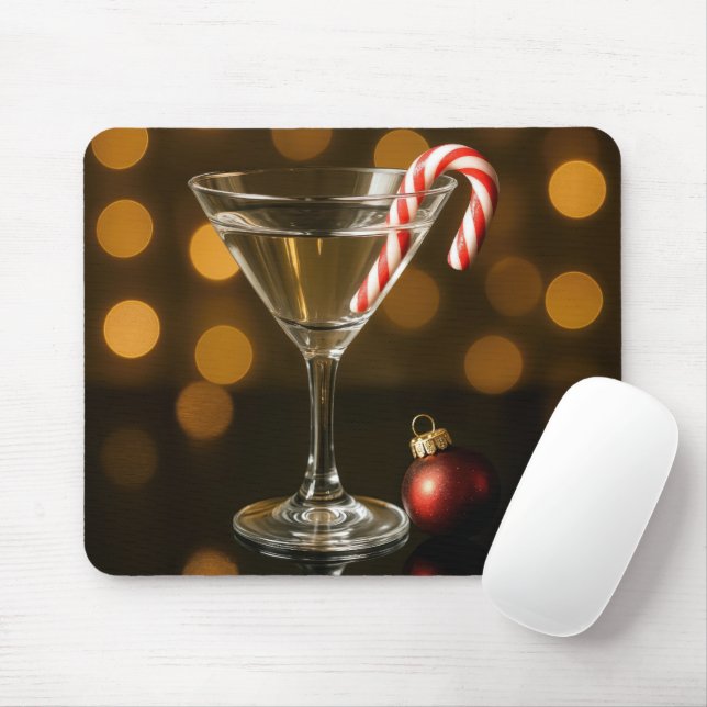 Mousepad Bengala de Natal em um Martini de Natal (Com mouse)