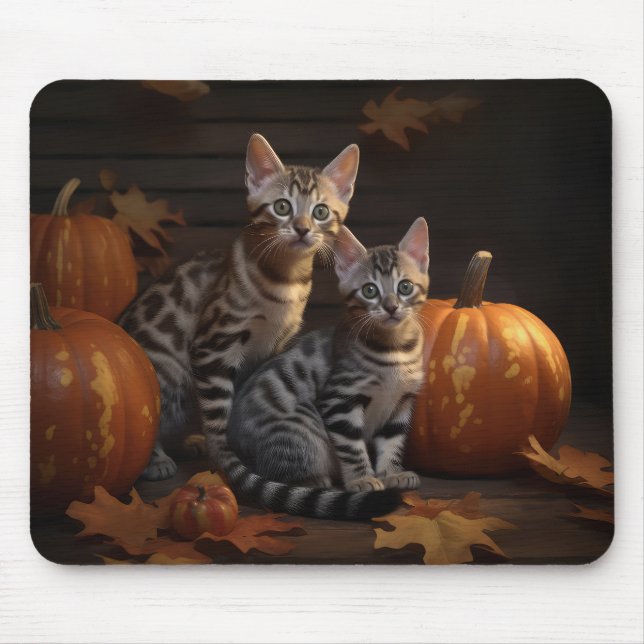 Mousepad Bengala Kitten Autumn Delight Pumpkin (Frente)
