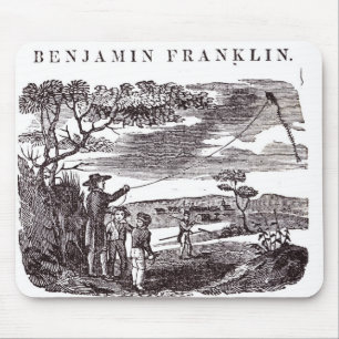 Mousepad Benjamin Franklin conduz sua experiência do