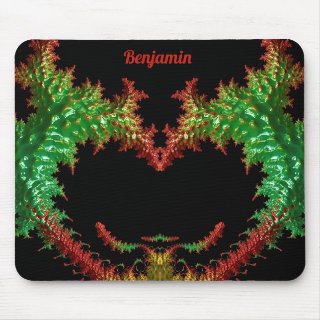 Mousepad BENJAMIN ~ Zany Hot Red, Yellow, Black and Green (Frente)
