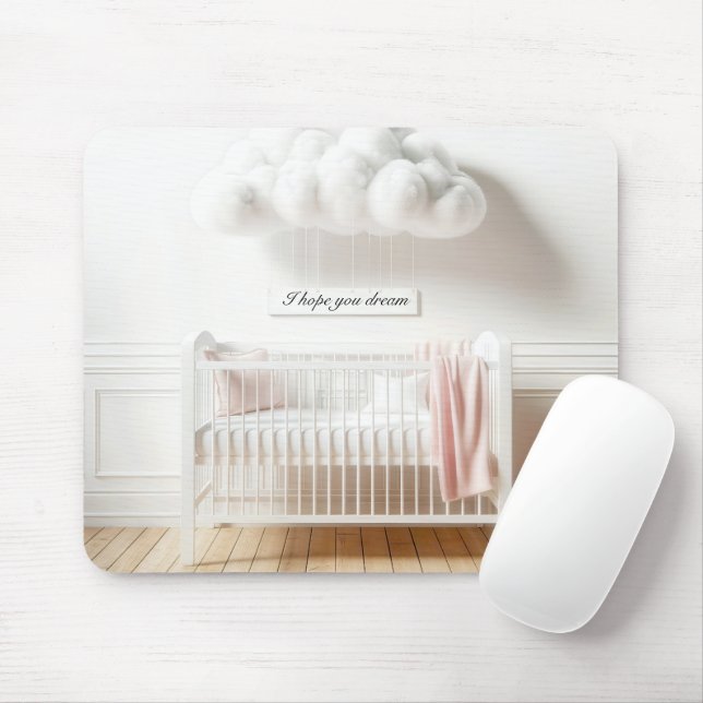 Mousepad Berço Infantil em um Berçário com Nuvens (Com mouse)