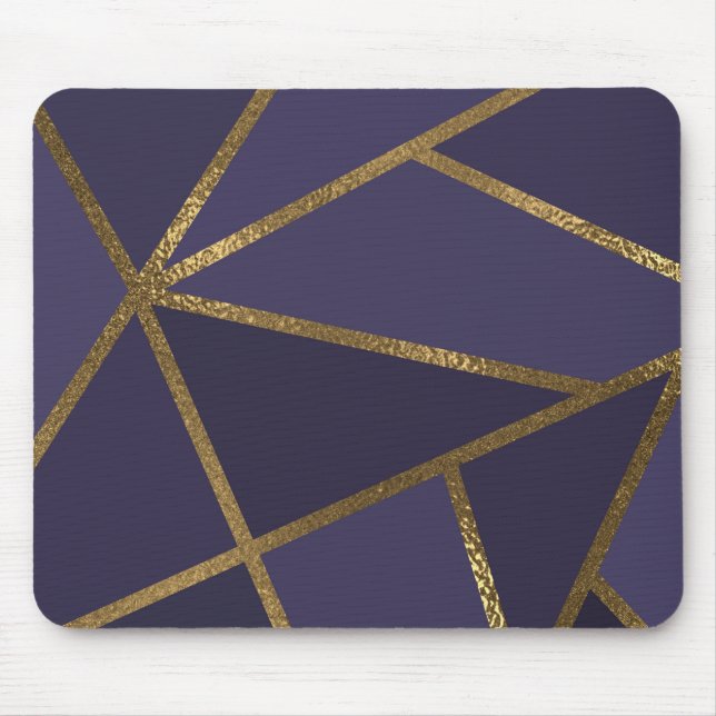 Mousepad Berinjela Roxo Ouro Bronze Geométrico Glam Chic (Frente)