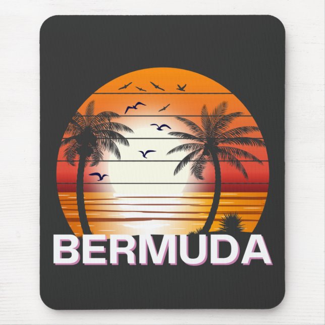 Mousepad Bermudas Vintage Palm Trees Summer Beach (Frente)