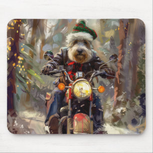 Mousepad Bernedoodle Cão Andando de Motocicleta Natal 