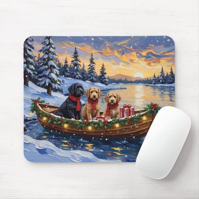 Mousepad Bernedoodle Christmas Boat Holiday (Com mouse)