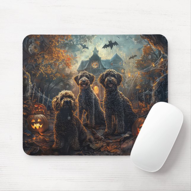 Mousepad Bernedoodle Halloween Night Doggy Delight (Com mouse)
