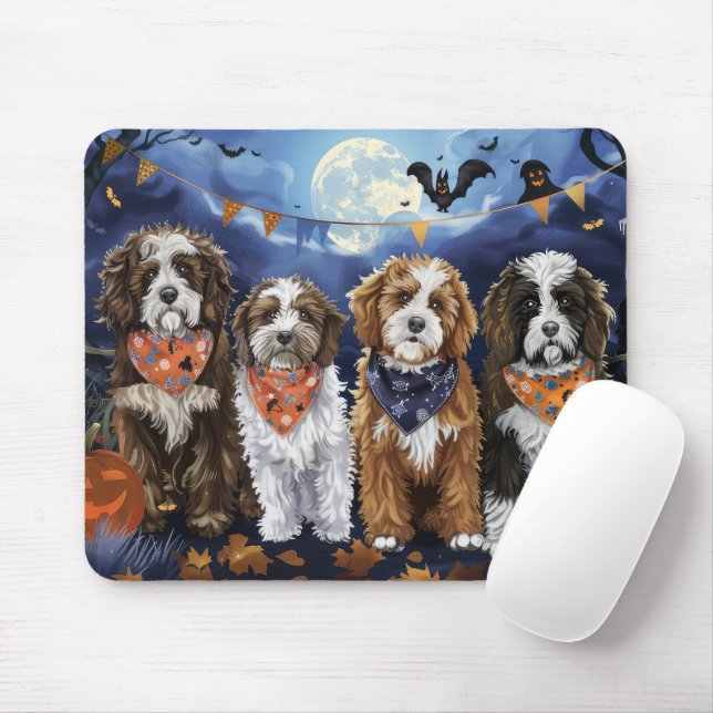 Mousepad Bernedoodle Halloween Spooky (Com mouse)