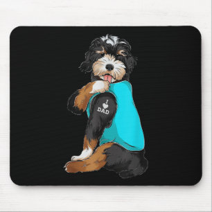 Mousepad Bernedoodle I Love Pai Tattoo Roupa, Pai De Cão