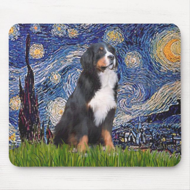 Mousepad Bernês - Noite Estrelada (Frente)