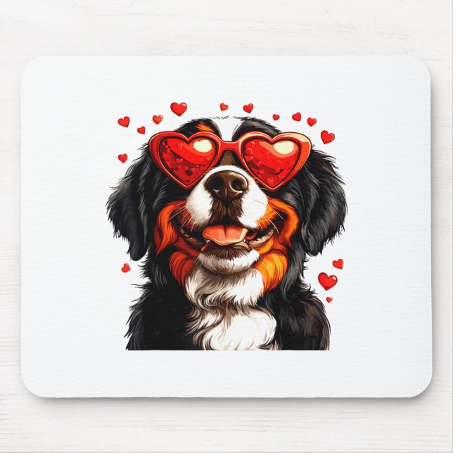 Mousepad Bernese Mountain Cute Berner Dog Lover Valentines  (Frente)