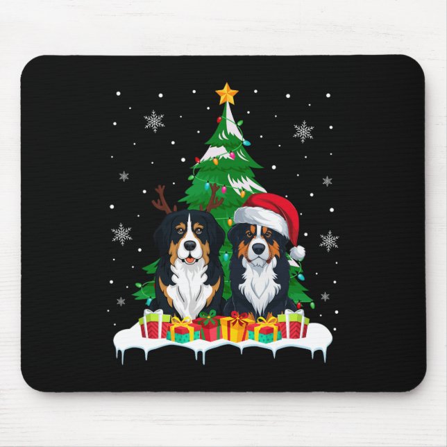 Mousepad Bernese Mountain Dog Árvore de Natal Papais noeis  (Frente)