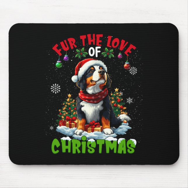 Mousepad Bernese Mountain Dog Christmas Tree Decorations Do (Frente)
