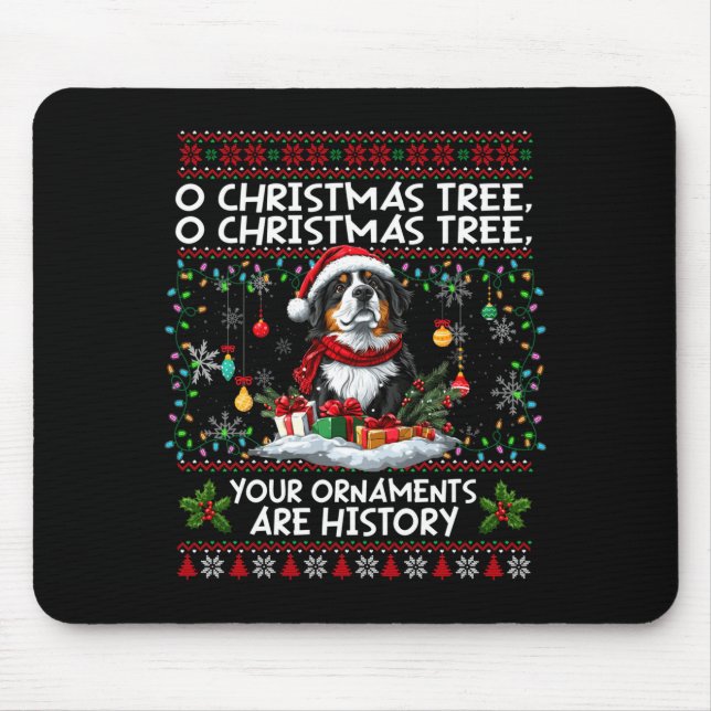 Mousepad Bernese Mountain Dog Christmas Tree Decorations Do (Frente)