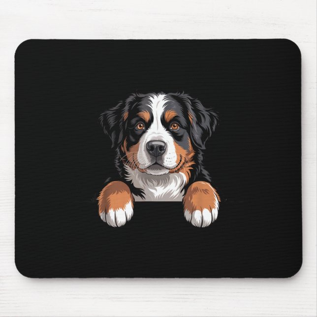 Mousepad Bernese Mountain Dog Funny Peeking Cket Berner Pup (Frente)