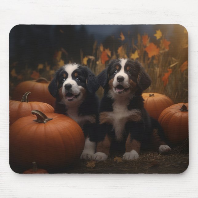 Mousepad Bernese Mountain Puppy Autumn Delight Pumpkin (Frente)