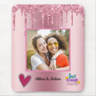 Mousepad Besidades de brilho rosa moderno personalizáveis
