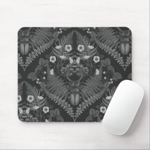 Mousepad Besouro e samambaias, a preto e branco
