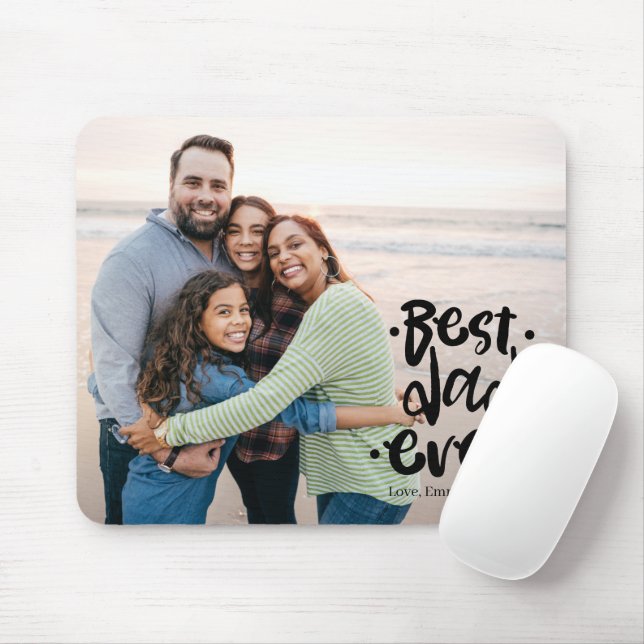 Mousepad Best Dad Ever Custom Photo Gift From Family (Com mouse)