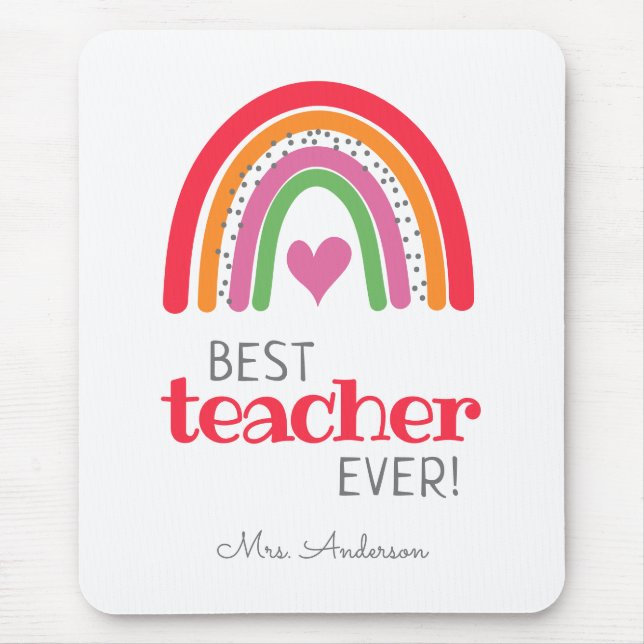 Mousepad Best Teacher Ever Colorful Rainbow (Frente)