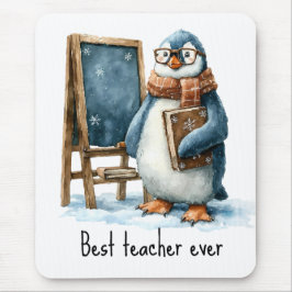 Mousepad Best Teacher Ever Winter Penguin Design