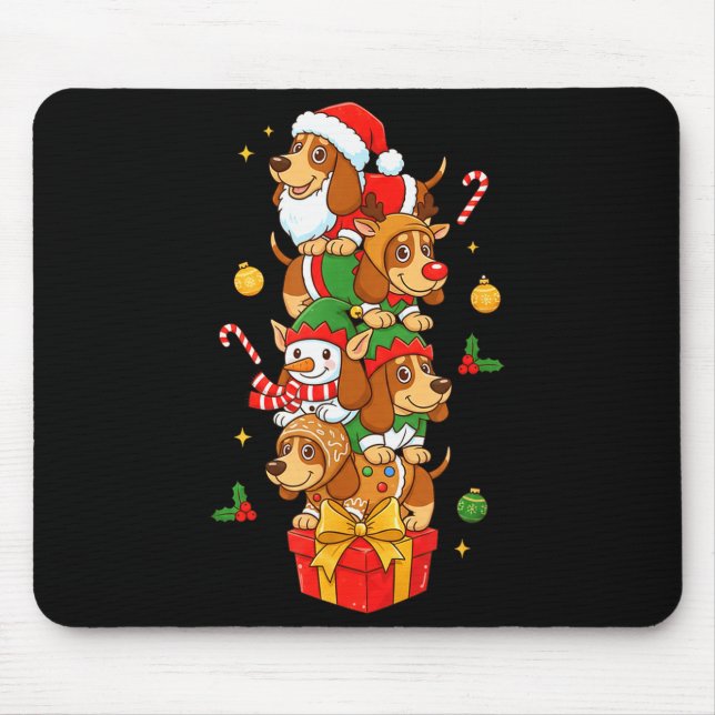 Mousepad Bet Hound Santa Elf Snowman Christmas Womens Mens  (Frente)