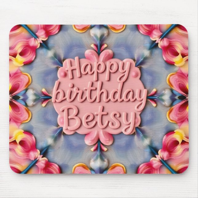 Mousepad BETSY ~ Aniversário Floral Saudação ~ (Frente)