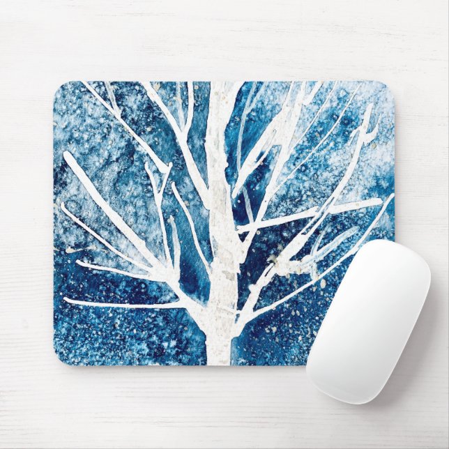 Mousepad Bétula branca de Natal no inverno (Com mouse)