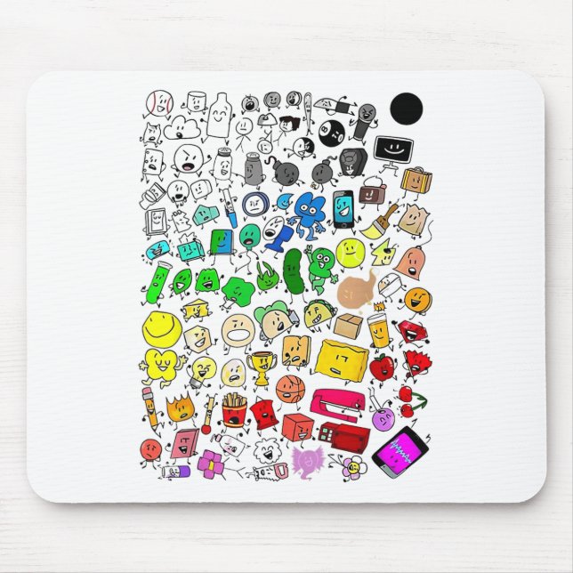 Mousepad Bfdi Inanimação Todos Os Caracteres _1 (Frente)