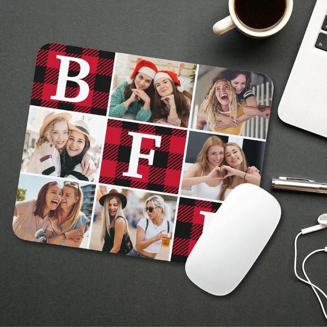 Mousepad BFF Melhores Amigos Xadrez Vermelho Imagens de Lem (Criador carregado)