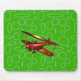 Mousepad Bi-plane vermelho em círculos e circuitos verdes