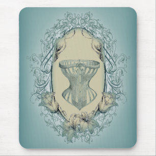 Mousepad biampunk victorian floral wreath corset